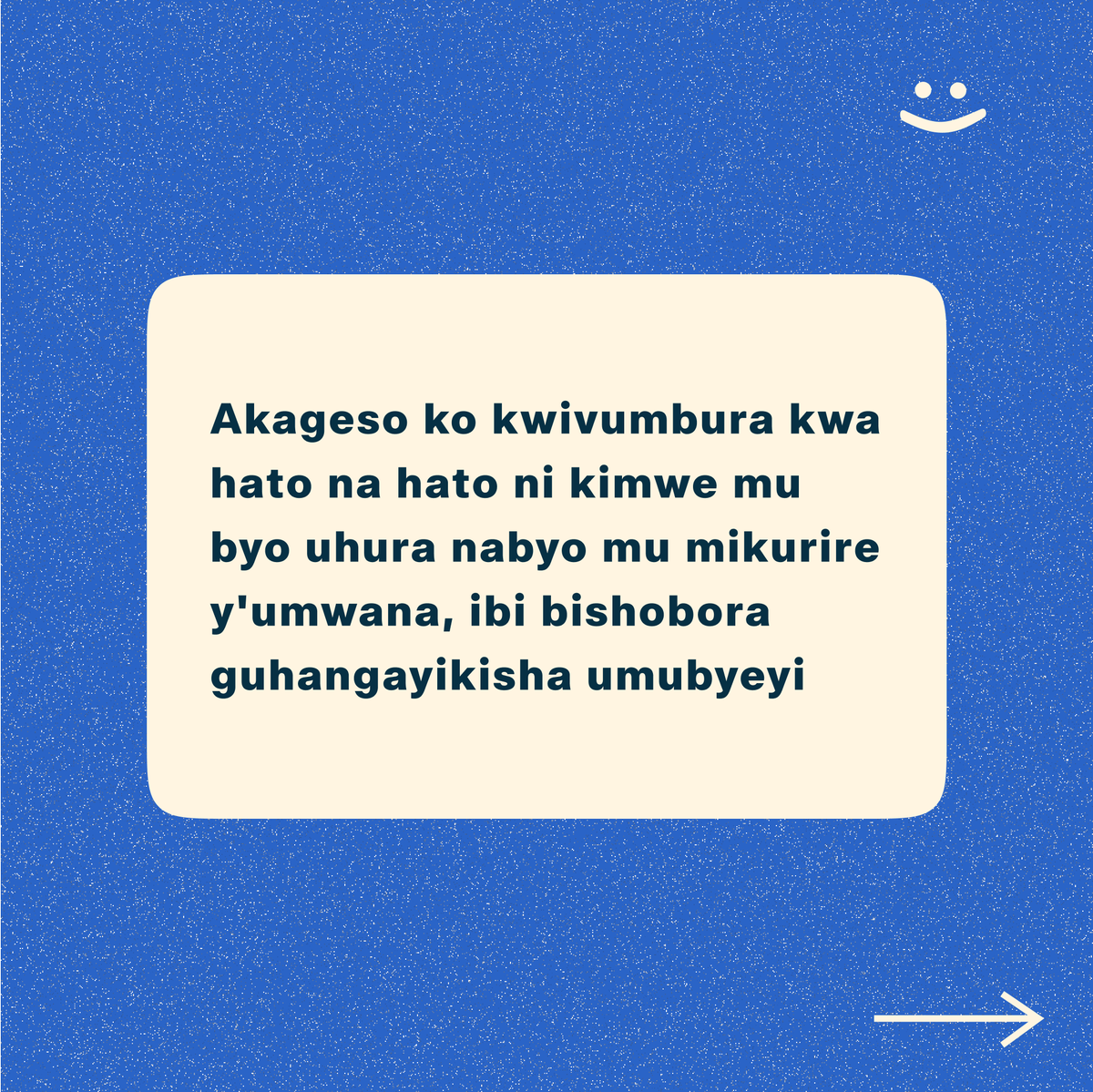 parentudeapp's tweet photo. Dore zimwe mu ngamba zagufasha guhangana no kwivumbura
Gutuza: Akenshi abana bigira ku bakuru uko bitwara mu marangamutima. Gutuza kwawe byo ubwabyo ni icyitegererezo uba uri kumwereka. Bifasha mu koroshya ikibazo.
>>>> https://t.co/y7gkWHQgZJ