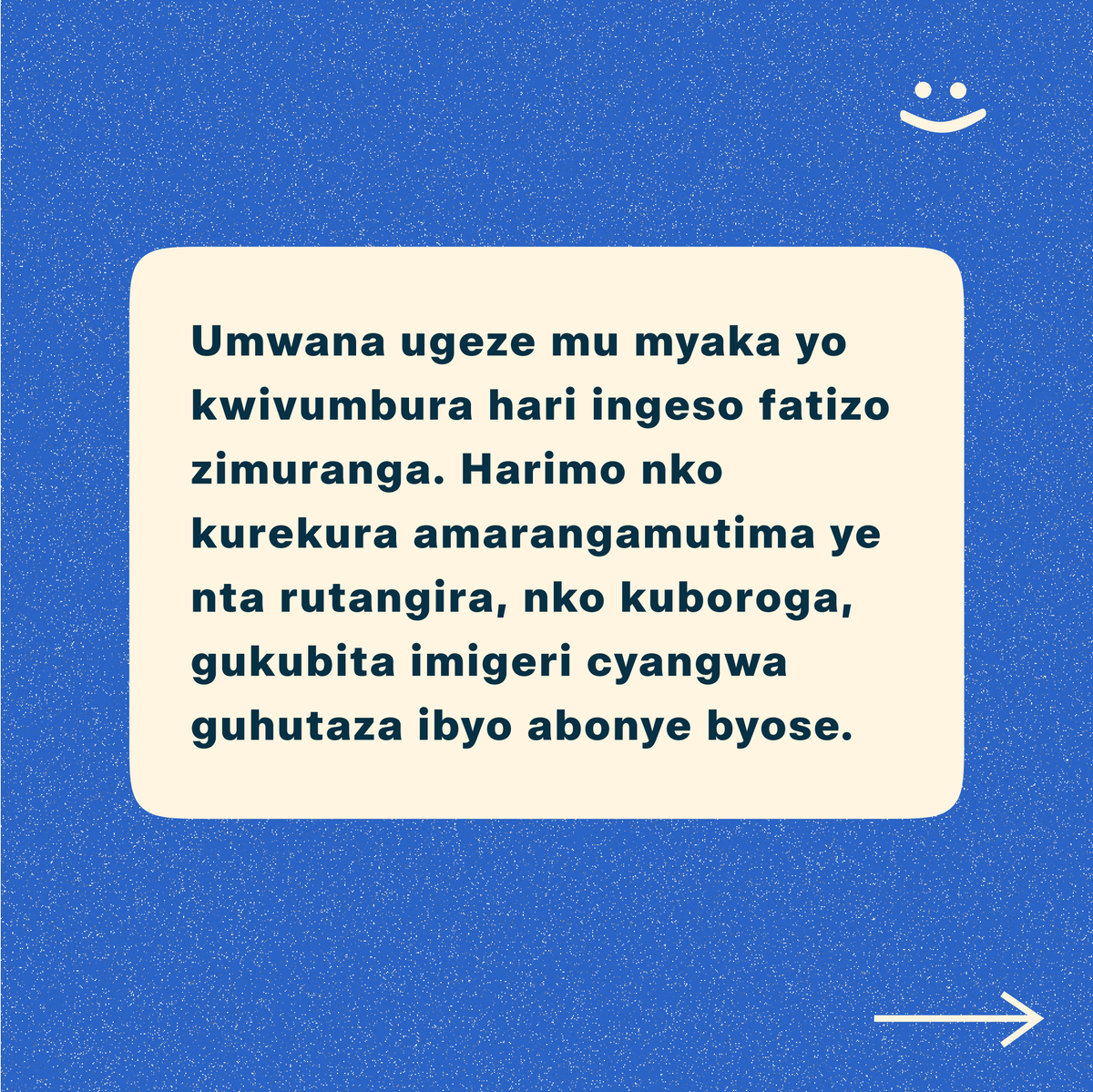 parentudeapp's tweet photo. Dore zimwe mu ngamba zagufasha guhangana no kwivumbura
Gutuza: Akenshi abana bigira ku bakuru uko bitwara mu marangamutima. Gutuza kwawe byo ubwabyo ni icyitegererezo uba uri kumwereka. Bifasha mu koroshya ikibazo.
>>>> https://t.co/y7gkWHQgZJ