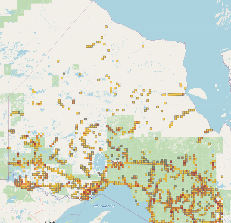 ONBirdAtlas's tweet photo. (1/2) It’s time for our Monday Matchup! Can you guess the range map? Stay tuned for the answer tomorrow! #ONBirdAtlas3 https://t.co/xCb6pCej7S
