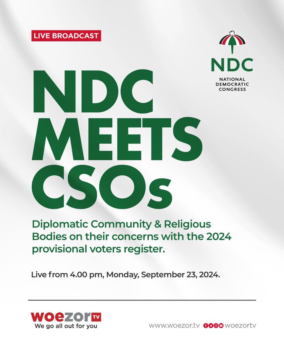 yaw_eduful_'s tweet photo. Watch the NDC meeting with CSOs on Woezor TV. 
#ProtectMyVote
#AuditTheVotersRegisterNow
#FreeFairElections
#EnoughIsEnoughDemo https://t.co/rWT6u2FCdH