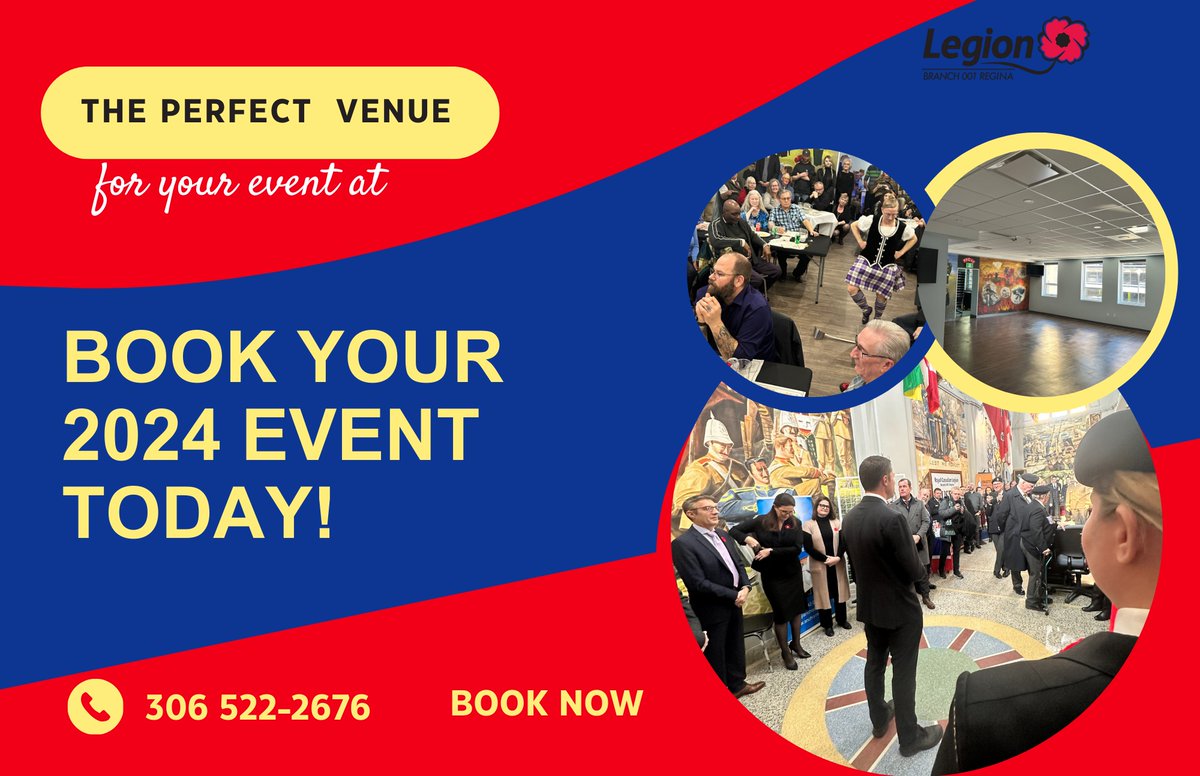 RCLBR001's tweet photo. Whether you're planning a wedding, corporate event, or any special occasion, our venue offers diverse options and an ideal setting for your event. Contact us to view the spaces available and discuss ideas!

https://t.co/DE4wn1qAfK 
#Events #ReginaLegion https://t.co/RXn3NAqrOK