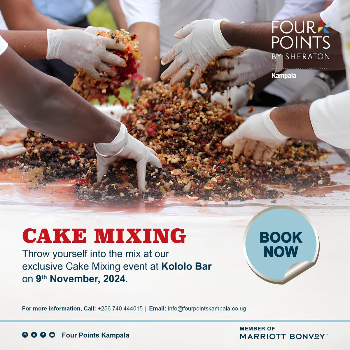 FPkampala's tweet image. Mix, mingle, and make memories! 
Join us for a fun cake mixing event on November 9th. 
Book your spot now!

#fourpoints #cakemixing #Booknow #novembermemories