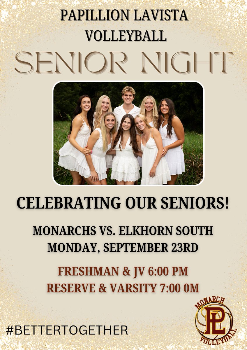 Come support your Monarch Volleyball team tonight! It's Senior Night👑🏐