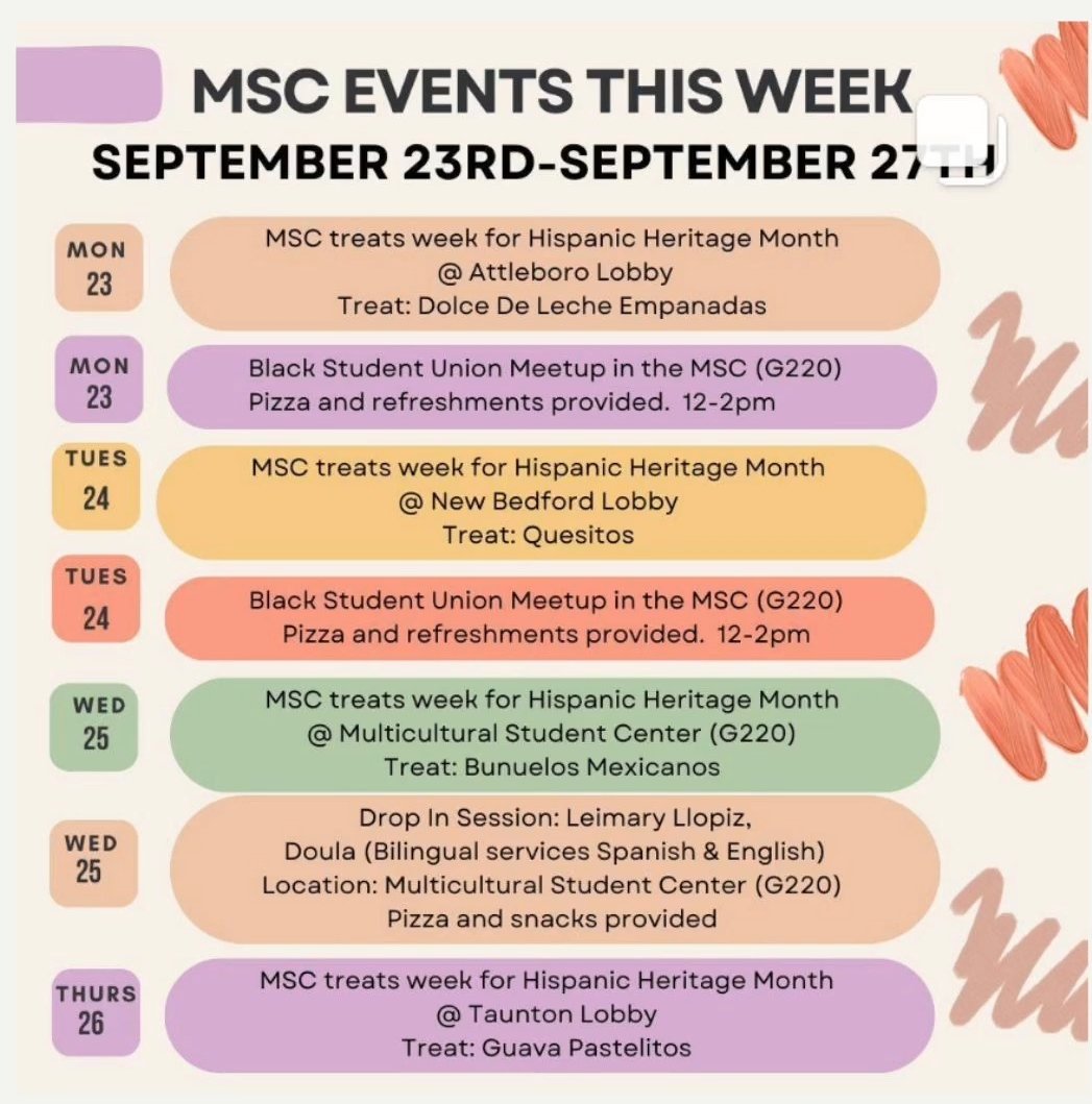 This week in the MSC!
Sept. 23rd to Sept. 27th
