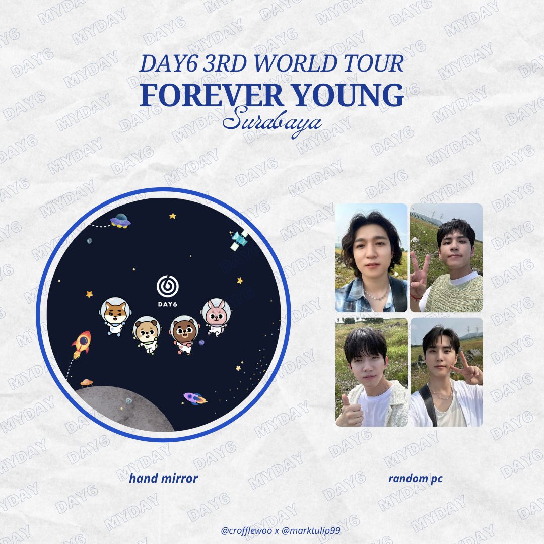 Freebies by @crofflewoo &amp; <a href="/marktulip99/">lel</a> 

🍀 DAY6 FOREVER YOUNG IN SURABAYA 🍀

📍 Jawa Pos Arena 
🌸 16/10/2024 
🕰️ TBA (limit qty)

✨ RT &amp; likes this tweet 
✨ Kindly tag us if u get it 

#DAY6 #데이식스 
#DAY6_FOREVER_YOUNG_INDONESIA 
#DAY6_FOREVER_YOUNG_SURABAYA