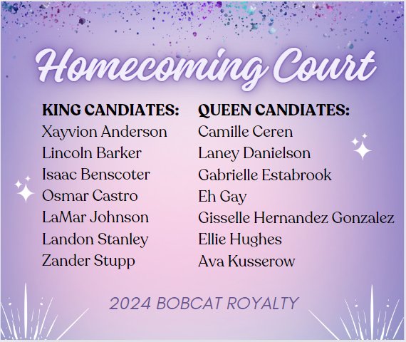 Congratulations to the 2024 MHS Homecoming Court!
#MHSBibcats
