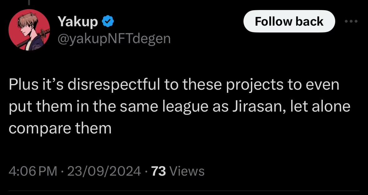 I try not to interact with people or posts that downright put us down or insult us.

But sometimes the normal human side in me is very defensive about my project. 

In the name of freedom of speech, anyone can type any sh*t. “Disrespectful to these projects” like mfer bringing in