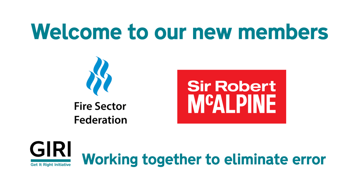 GIRI_UK's tweet photo. We're delighted to announce two more new members of GIRI. Please join us in welcoming the Fire Sector Federation and Sir Robert McAlpine.

Full story: https://t.co/6OEIV7P45d

#construction #rightfirsttime https://t.co/qXy5RFx9sM