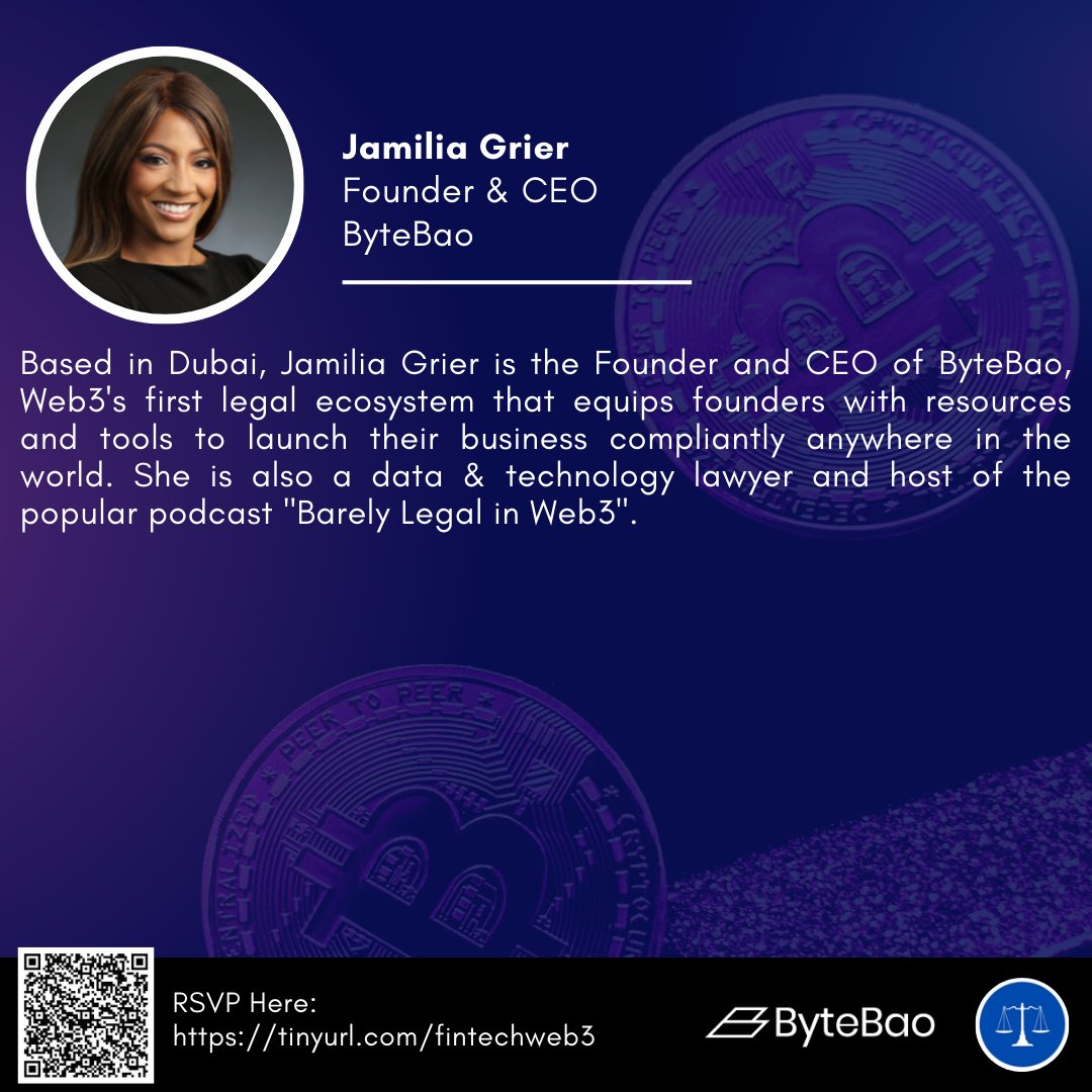 <a href="/gwlaw/">GW Law</a> Panelist:
- <a href="/jamiliagrier/">Jamilia Grier</a>, Founder &amp; CEO, <a href="/ByteBaoOfficial/">ByteBao | Learn. Lead. Build.</a>