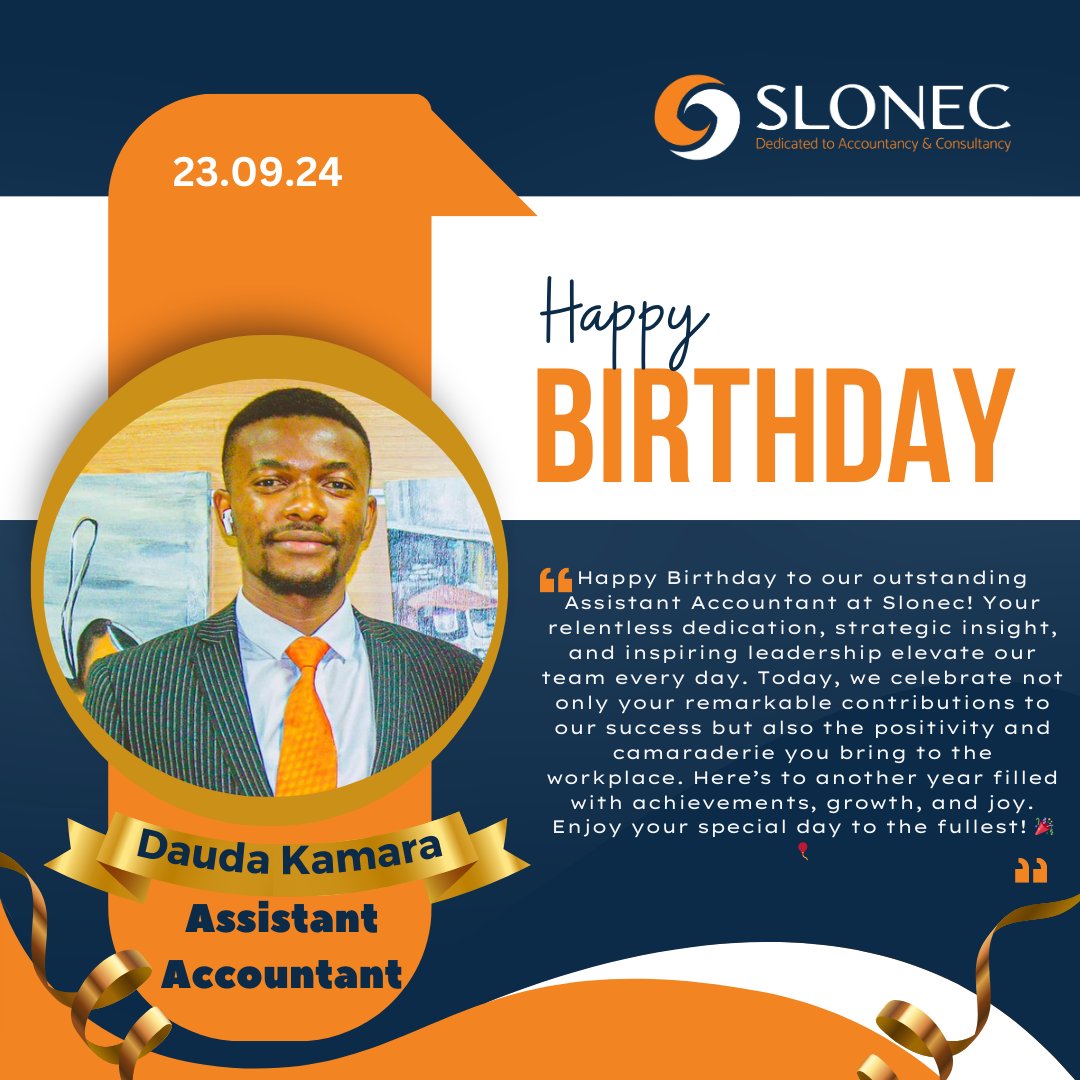 Slonecltd's tweet photo. 🎂 Happy Birthday to our incredible Assistant Accountant at SLONEC 

Your dedication inspire us all, making our team stronger every day. Here’s to another year of growth, success, and joy! 🎉🎈 https://t.co/b73vm6SP4s