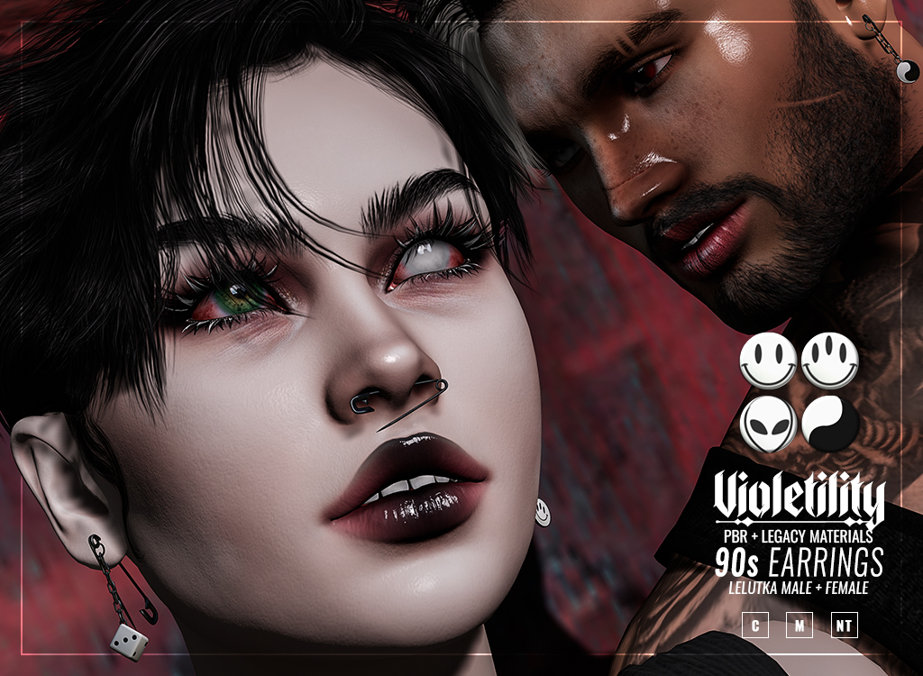 Violetility's tweet photo. New at GRUNGE by Shotgun. Pop Up Events! Rigged earrings for LeLutka heads and an unrigged safety pin septum piercing. #SecondLife
SLurl: https://t.co/tBgHh1RtPf https://t.co/7f6L092e6I