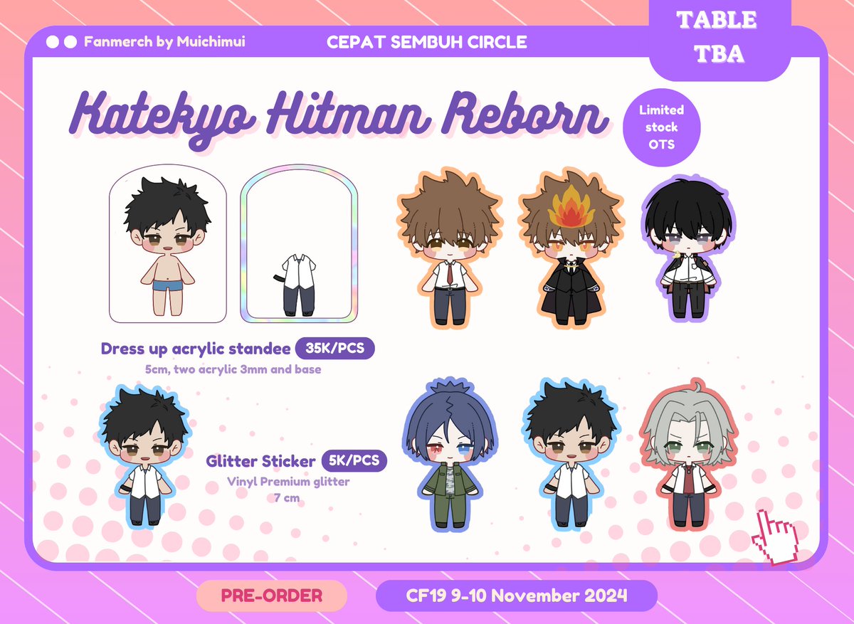 BersinSin's tweet photo. 🔃 AND ❤ ARE APPRECIATED 
MUICHIMUI COMIFURO 19 PRE- ORDER   
🌸PO Period: 23 Sept - 11 OKT 2024 
🌸Pick up both days dan pengiriman 
🌸Fandom: Project Sekai, KHR, Gakumas
Form: ⁡ 
⁡https://t.co/W8p6TV6CtL

#comifuro18catalogue #cf18 #comifuro19 (1/2) https://t.co/pIbulOmORo