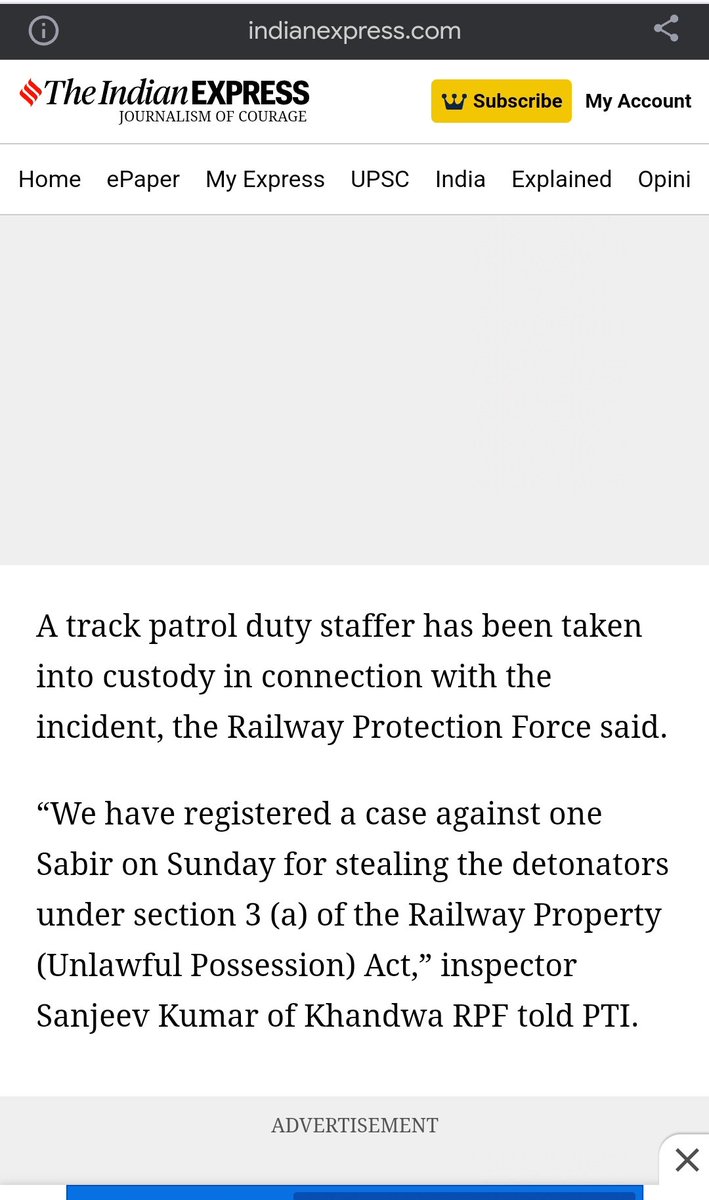 As per indian express case registered against sabir for stealing detonator...