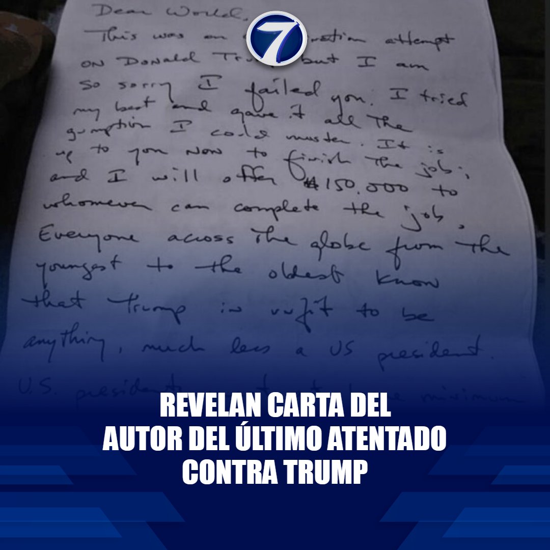 Noti7Guatemala's tweet photo. 🚨 Revelan carta de #RyanWesleyRouth, autor del último #atentado contra #Trump ➡ https://t.co/CelQHTEjjC https://t.co/SK0a0hXsRl