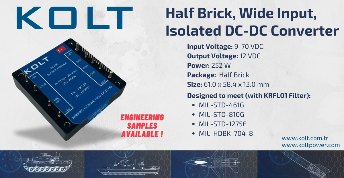 KOLTEngineering's tweet photo. Product Announcement: NEW!
Half Brick, Wide Input, Isolated DC-DC Converter
This high-performance, isolated module operates within a wide input voltage range of 9-70 VDC, and delivers a stable 12 VDC output with a power capability of up to 252W.
https://t.co/raXPbP70B7 https://t.co/s0Tjd2Nmsg