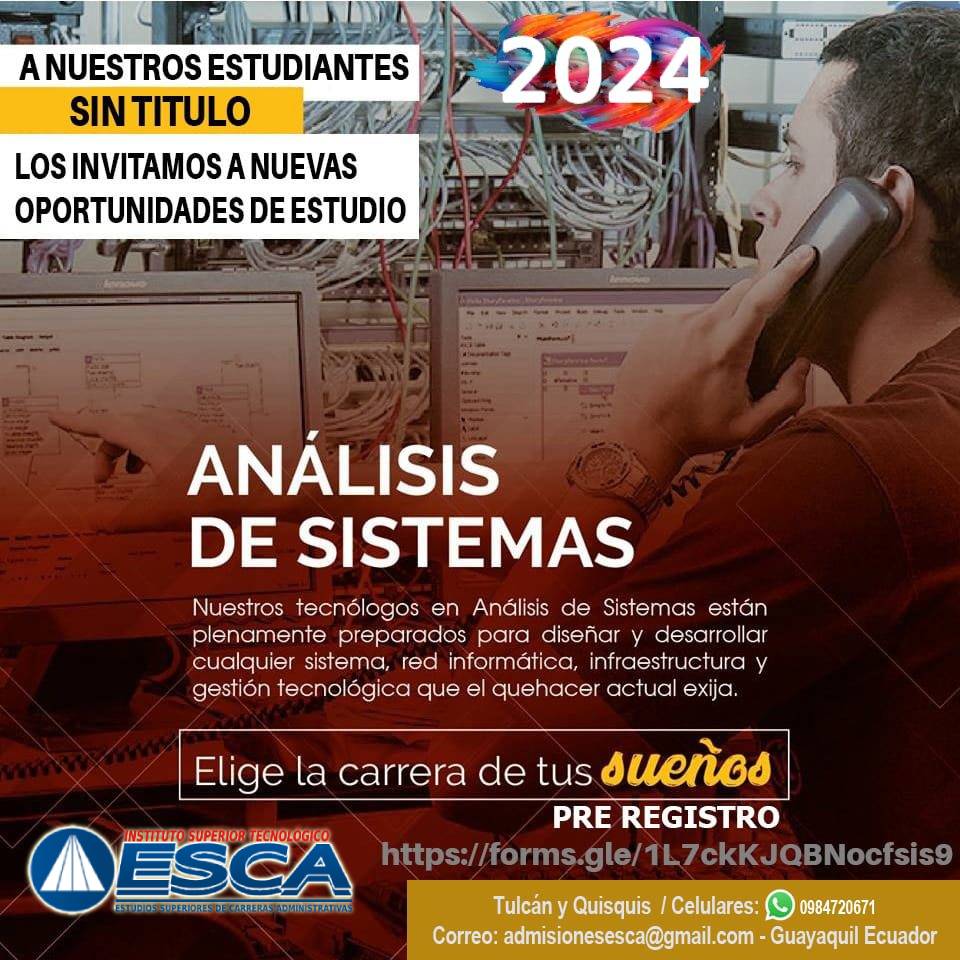 ESCA_tecnologic's tweet photo. SE PROFESIONAL RÁPIDO! 📷 Tu Título de 3er Nivel reconocido por la SENESCYT 📷#corto_plazo #tercer_nivel📷 📷 https://t.co/H5ZvJTmv5R