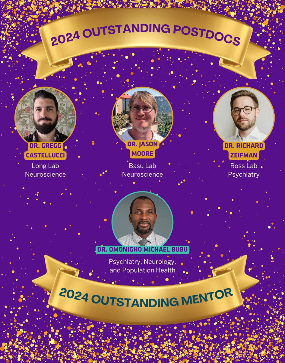 NYULH_postdocs's tweet photo. 🎉Congratulations to the 2024 Outstanding Postdocs and Outstanding Mentor!  With this award, we celebrate their contributions and the invaluable roles they play in our institution’s research excellence. @nyugrossman @nyulangone https://t.co/FSsIV4qAOs