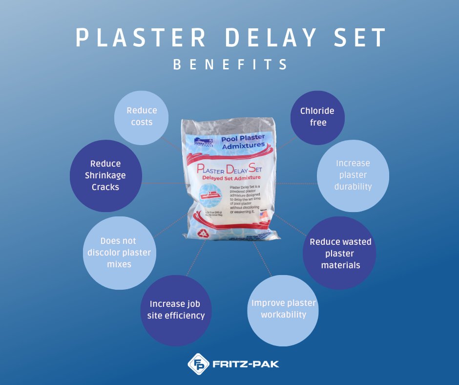 fritz_pak's tweet image. Improve the workability &amp;amp; durability of your pool plaster with Fritz-Pak's Plaster Delayed Set! Slows down the setting time of cement-based plaster by up to an hour.  Order online today at fritzpak.com. #poolplastering #poolbuilders #poolplaster #plastermaster