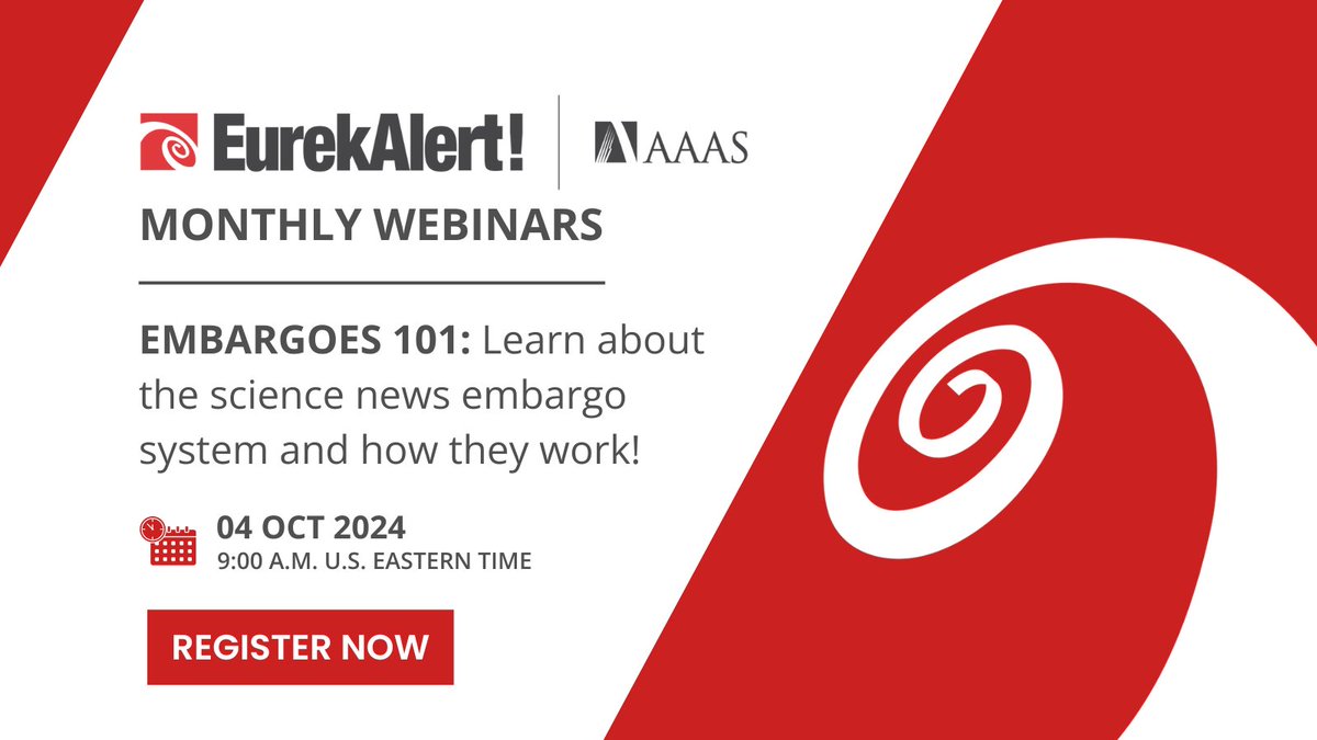 Curious about the science news embargo system? 📰 Join us for a FREE webinar with <a href="/EurekAlert/">EurekAlert!</a> staff member Seth! 🌟 Learn everything you need to know about using embargoed content in your reporting. Don’t miss out! 🚀 Register here: brnw.ch/21wN2o4