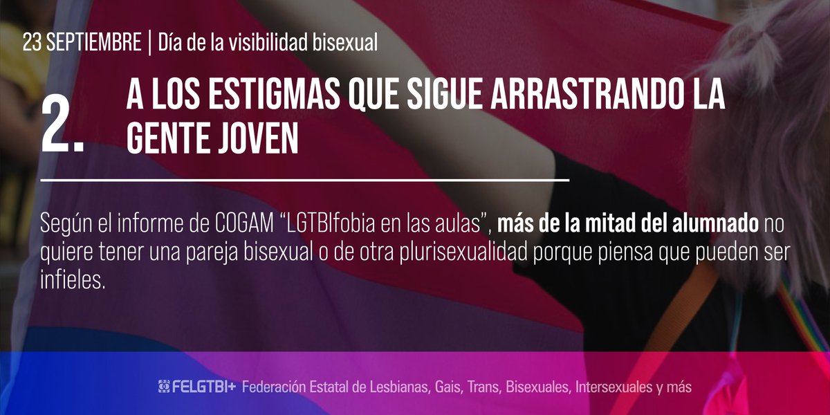 FELGTBI's tweet photo. ✊ Hoy, Día Internacional de la Visibilidad Bisexual, denunciamos que queda mucho por hacer para acabar con la discriminación que sufrimos las personas bisexuales.

No toleraremos más que la bifobia y plurifobia afecte a nuestras vidas‼️

#OrgulloBi
#ConBdeBasta https://t.co/RQtIIPXwxN