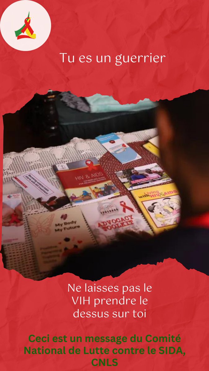 Tu es un guerrier. Ne laisses pas le VIH prendre le dessus sur toi.

CNLS vous souhaite un bon debut de semaine.

#VSS
<a href="/WHO/">World Health Organization (WHO)</a> 
<a href="/whocmr/">WHO Cameroon</a> 
<a href="/UNAIDS/">UNAIDS Global</a> 
<a href="/unicefcameroon/">UNICEF Cameroon</a> 
<a href="/MinsanteCMR/">MinsanteCameroun</a> 
<a href="/Minjec00237/">Minjec 237</a> 
<a href="/MincomCameroun/">MINCOM Cameroon</a> 
<a href="/mindefcm/">Ministère de la Défense du Cameroun</a> 
<a href="/MINESUPOfficiel/">MINESUP 🇨🇲</a>