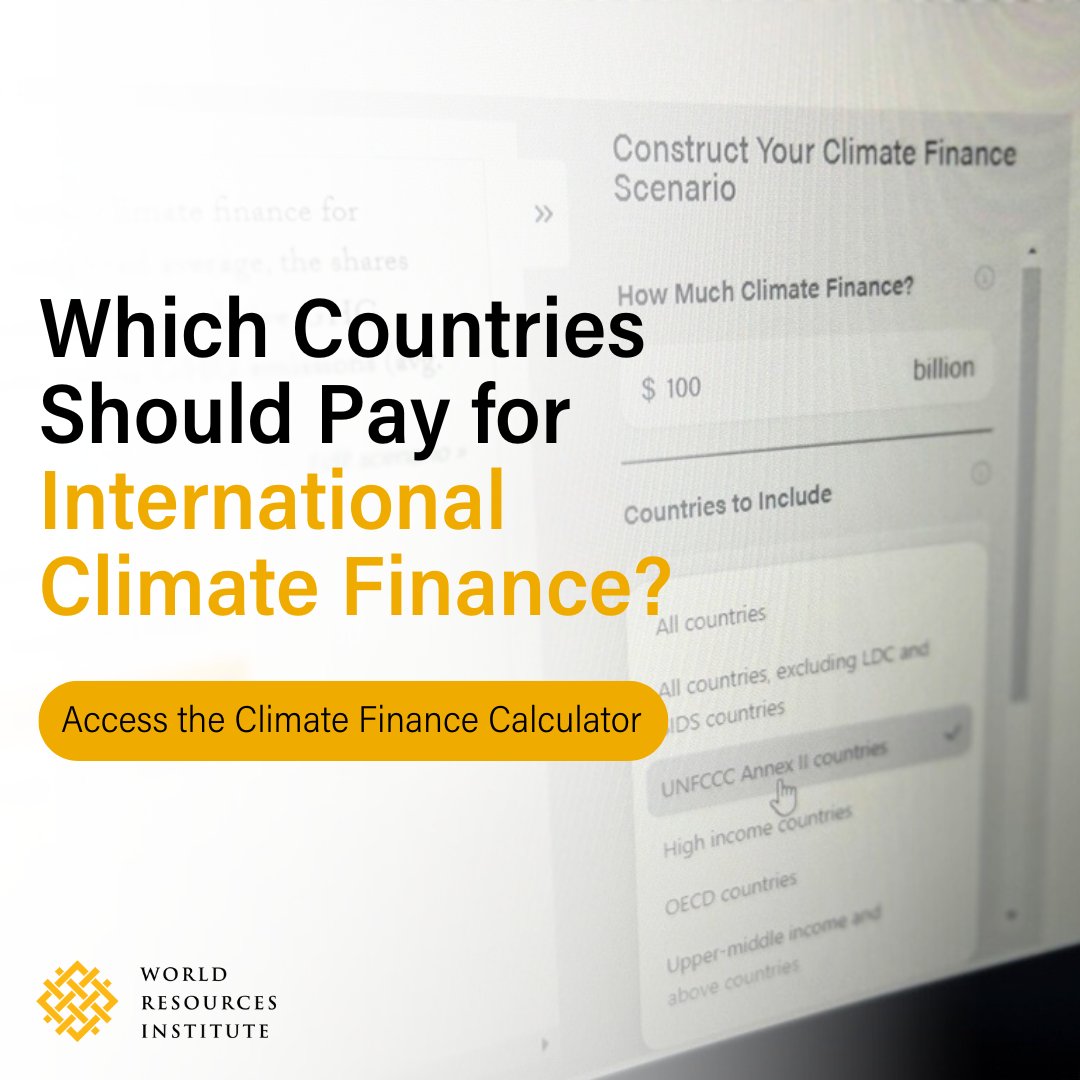 WRIClimate's tweet photo. Reaching agreement on the #NCQG &amp; which countries could contribute requires a better understanding of nations’ emissions over time and their capacity to pay.

Our Climate Finance Calculator helps explore responsibility based on economic and emissions data: https://t.co/pd0kkCUHQm https://t.co/gwwT0uwtsq