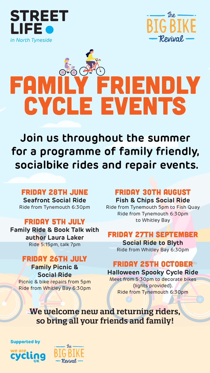 Continuing the #BigBikeRevival rides we’ve been doing this summer, this Friday 27th Sept we are riding from Spanish City Plaza at 6:30pm via NCN1 to the Mermaid Car Park (Blyth South Beach) and back. Will ride back to Spanish City, subsequent drinks by popular vote as always.