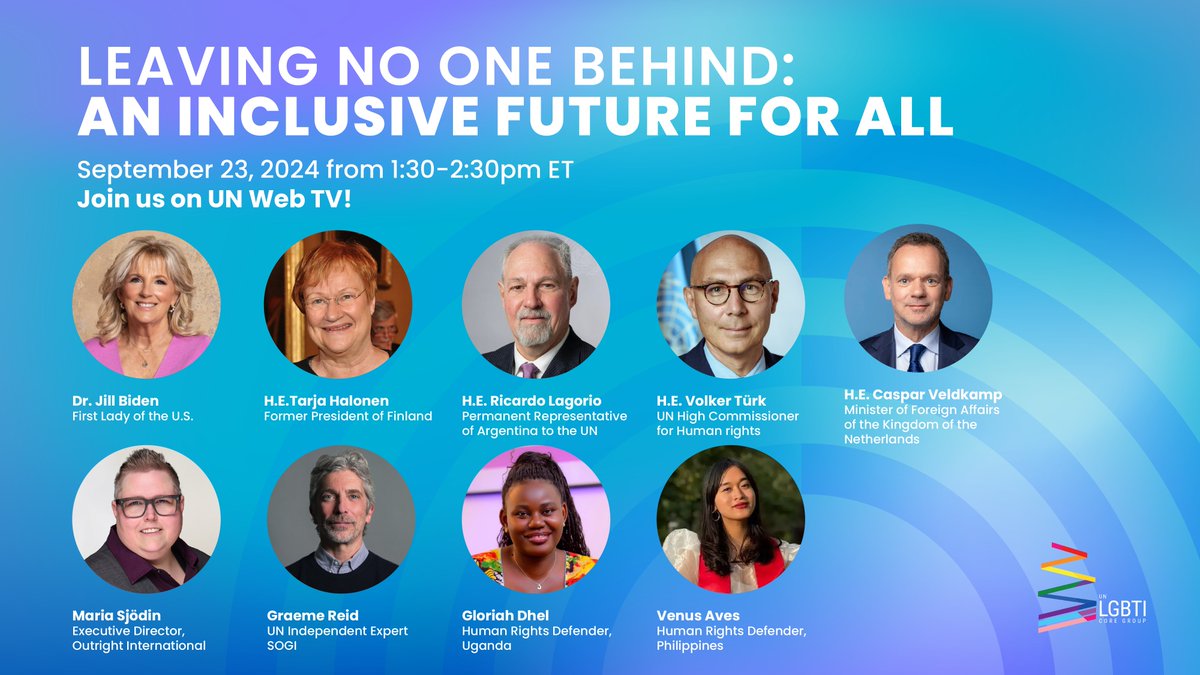 OutrightIntl's tweet image. Today’s the Day! 🌍🌈
The UN LGBTI Core Group’s event is happening today at the United Nations General Assembly! Don’t miss this powerful conversation on inclusion and human rights, featuring incredible speakers from around the world. Tune in live on UN Web TV at 1:30pm ET to…