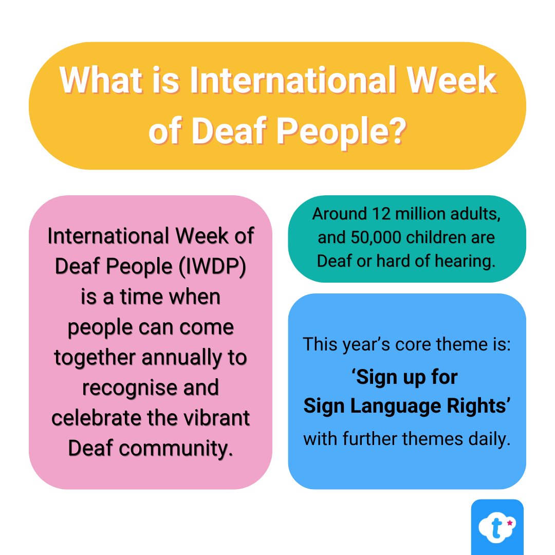 twinklresources's tweet photo. #InternationalWeekOfDeafPeople is an important event created by @WFDeaf_org, for us to celebrate the vibrant deaf community, while also bringing awareness to the difficulties D/deaf people face in society today ❤  

 By providing support and resources, we can educate and empower young people to make a difference to those in their community who need it.    

Find out more about this event and how you can get involved here: https://t.co/pRsDVN3cys