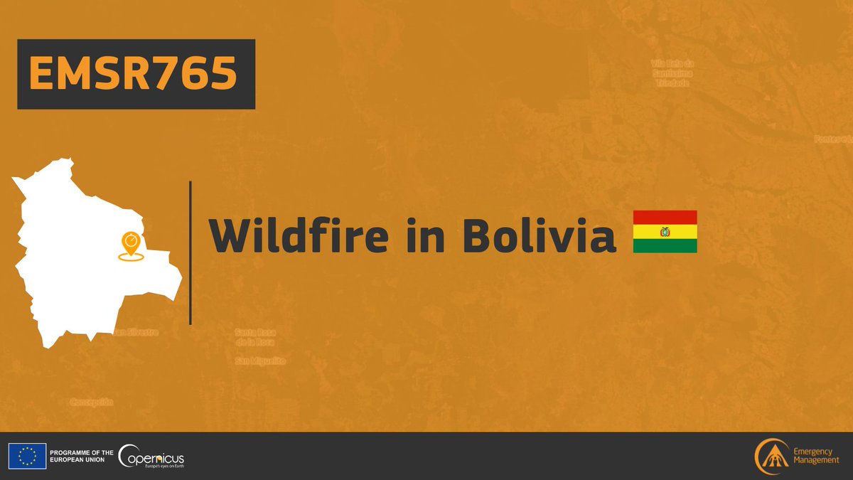 Copernicus EMS (@copernicusems) on Twitter photo #EMSR765
Since early August, #wildfires 🔥 have heavily affected the department of #SantaCruz, in Eastern #Bolivia 🇧🇴
Our #MappingTeam has been activated to monitor the consequences
Updates soon at👇
rapidmapping.emergency.copernicus.eu/EMSR765/report… #EMSR765
Since early August, #wildfires 🔥 have heavily affected the department of #SantaCruz, in Eastern #Bolivia 🇧🇴
Our #MappingTeam has been activated to monitor the consequences
Updates soon at👇
rapidmapping.emergency.copernicus.eu/EMSR765/report…