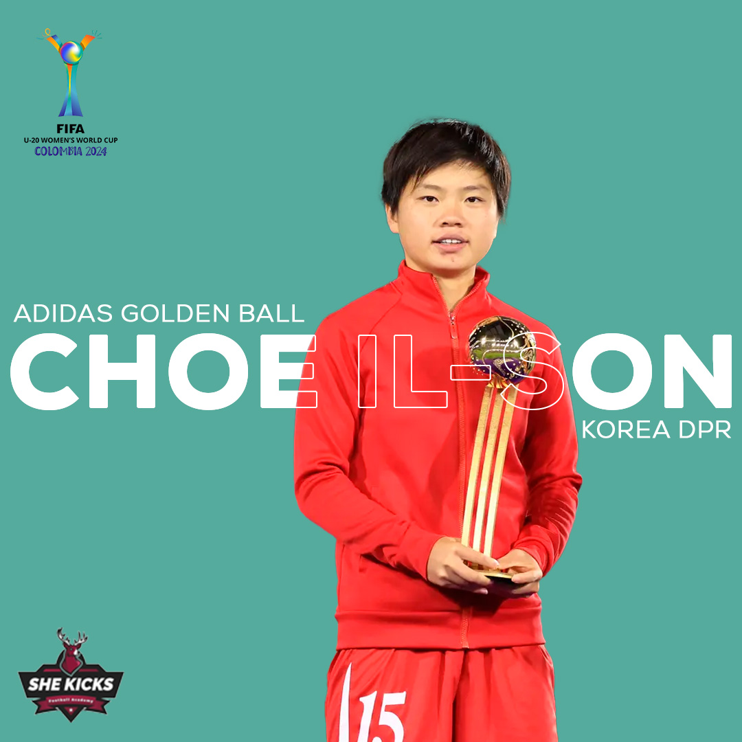 SheKicksFA's tweet photo. 🏆 Choe Il-son of Korea DPR takes home the adidas Golden Ball and Golden Boot at #U20WWC Colombia 2024! 🌟⚽ A standout performance from start to finish! #FIFA #WomensFootball #KoreaDPR https://t.co/vWE8DjDLnD