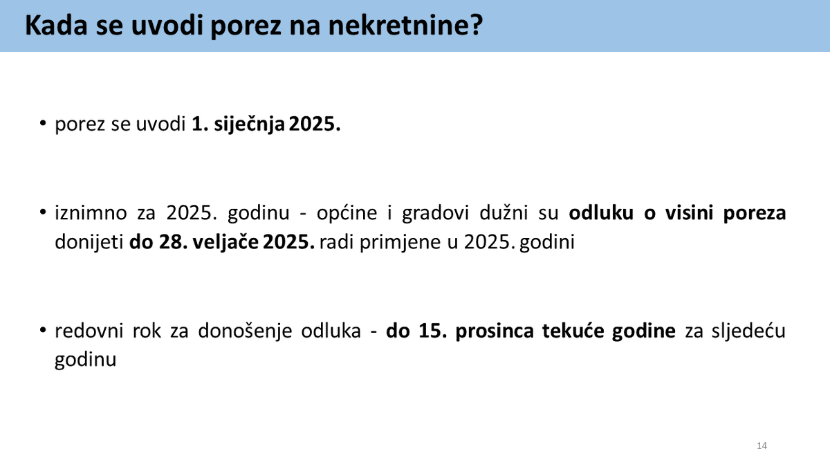 VladaRH's tweet photo. Porez na nekretnine plaćat će se sukladno odluci općine ili grada u rasponu od 0,6 do 8 € po metru kvadratnom, čime se značajno povećava fiskalni kapacitet JLRS. Što se oporezuje, koja su izuzeća te tko je oslobođen od plaćanja poreza na nekretnine➡️https://t.co/R2WkX7eREj https://t.co/E3j6zxFlHO
