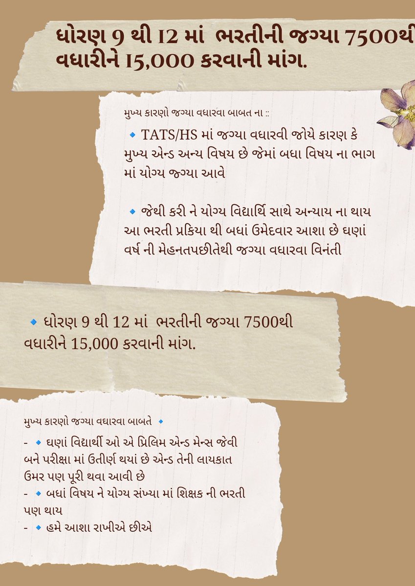 Vajasunny10's tweet photo. ઉચ્ચતર માધ્યમિક અને માઘ્યમિક શાળા માં 7500 નો વધારો માટે આવેદન આપવા માં આવ્યું જો38370ઉમેદવાર પાસ હોય અને 17000 જગ્યાં ખાલી હોય તો 7500 જ કેમ.
@irushikeshpatel
@Chaitar_Vasava 
@GenibenThakor
@kuberdindor 
@Bhupendrapbjp
@gujratsamachar
@sanghaviharsh
@INCGujarat 
@prafulpbjp https://t.co/TFmS0XXVW1