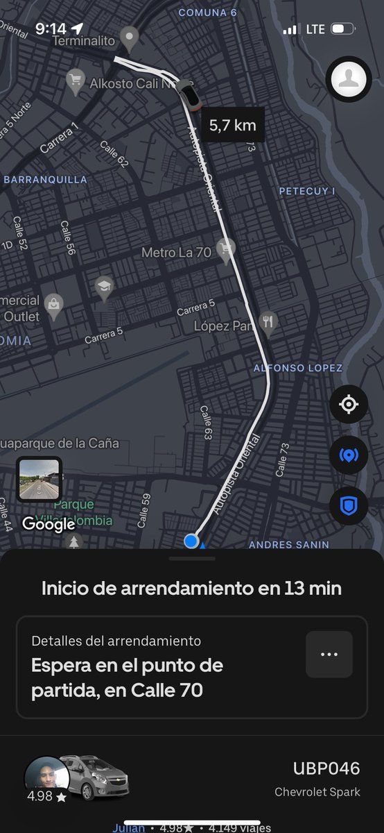 pipemoca's tweet photo. @Uber_Col  esté conductor aceptó el viaje hace más de media hora, le solicité ya hace rato que si no puede venir que cancele el servicio, en vez de eso, al parecer aceptó otro servicio por otra aplicación porque cada vez se aleja más. Placa UBP046 https://t.co/ABPGNsWWZd