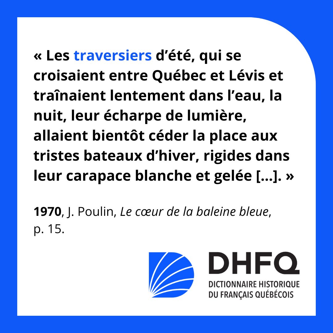 tresor_tlfq's tweet photo. Découvrez cette citation tirée du roman Le cœur de la baleine bleue de Jacques Poulin, qui célèbre aujourd'hui son 87e anniversaire de naissance, dans la monographie du #DHFQ qui porte sur notre mot de la semaine, #traversier!
👉 https://t.co/eBPkQbKBP1 https://t.co/DWYorDk2OF
