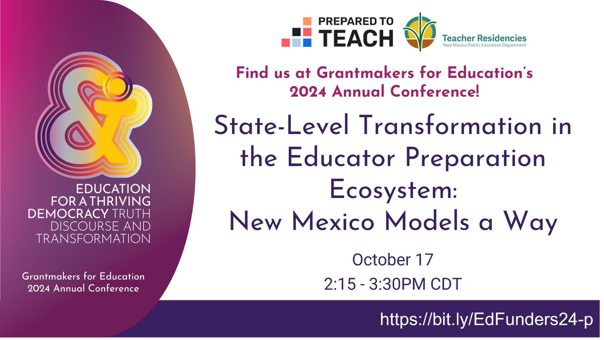Prepared To Teach (@preparedtoteach) on Twitter photo The @EdFunders conference is just around the corner, stay tuned for updates as we come together to discuss #education #philanthropy and systems change. See you there, <a href="/NMPED/">New Mexico Public Education Department</a> <a href="/UNM/">Univ. of New Mexico</a> <a href="/ThornburgFunds/">Thornburg Investment Management</a> & <a href="/BasisPolicy/">Basis Policy Research</a>! The @EdFunders conference is just around the corner, stay tuned for updates as we come together to discuss #education #philanthropy and systems change. See you there, <a href="/NMPED/">New Mexico Public Education Department</a> <a href="/UNM/">Univ. of New Mexico</a> <a href="/ThornburgFunds/">Thornburg Investment Management</a> & <a href="/BasisPolicy/">Basis Policy Research</a>!