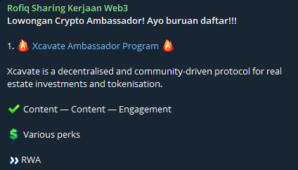 VonRofX's tweet photo. Lowongan Crypto Ambassador! Ayo buruan daftar!!!
https://t.co/YxfPDqe2E5
#kerjadiweb3 #kerjadicrytpo #lokerweb3 #lokercrypto #kerjaremote #kerjaremoteweb3 https://t.co/zlilTVonPW