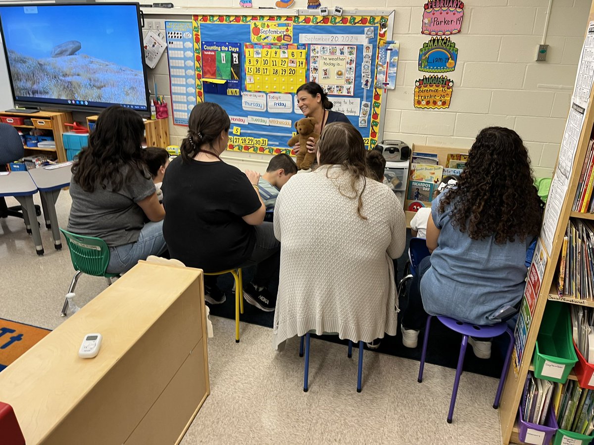 Morning meeting in our MD program:  dressing the bear in the correct clothing for the weather, while training new staff in student programs. Go Mrs. Laboy! <a href="/WeAreMPSD/">MPSD</a>