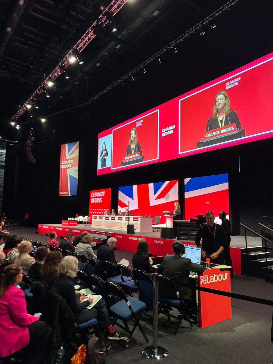 RHarrisonGMB's tweet photo. Speaking from the Podium at #LabourConference24 this morning on behalf of public sector workers who are fighting for restorative pay after over a decade of Austerity. Pleased to hear Rachel Reeves confirm today that there will be no return to Austerity. https://t.co/FgLcHzJgoI