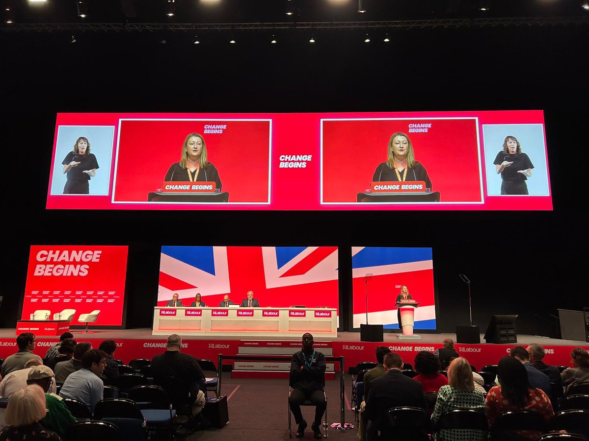 RHarrisonGMB's tweet photo. Speaking from the Podium at #LabourConference24 this morning on behalf of public sector workers who are fighting for restorative pay after over a decade of Austerity. Pleased to hear Rachel Reeves confirm today that there will be no return to Austerity. https://t.co/FgLcHzJgoI