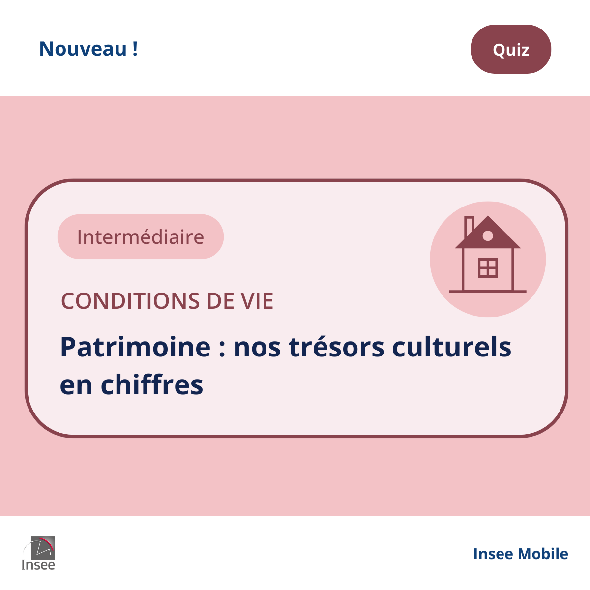InseeFr's tweet photo. #InseeMobile | Découvrez l’application Insee mobile ! Testez dès maintenant vos connaissances sur le patrimoine en France
👉 https://t.co/TXenUuxdgG https://t.co/yA7plK4rYu