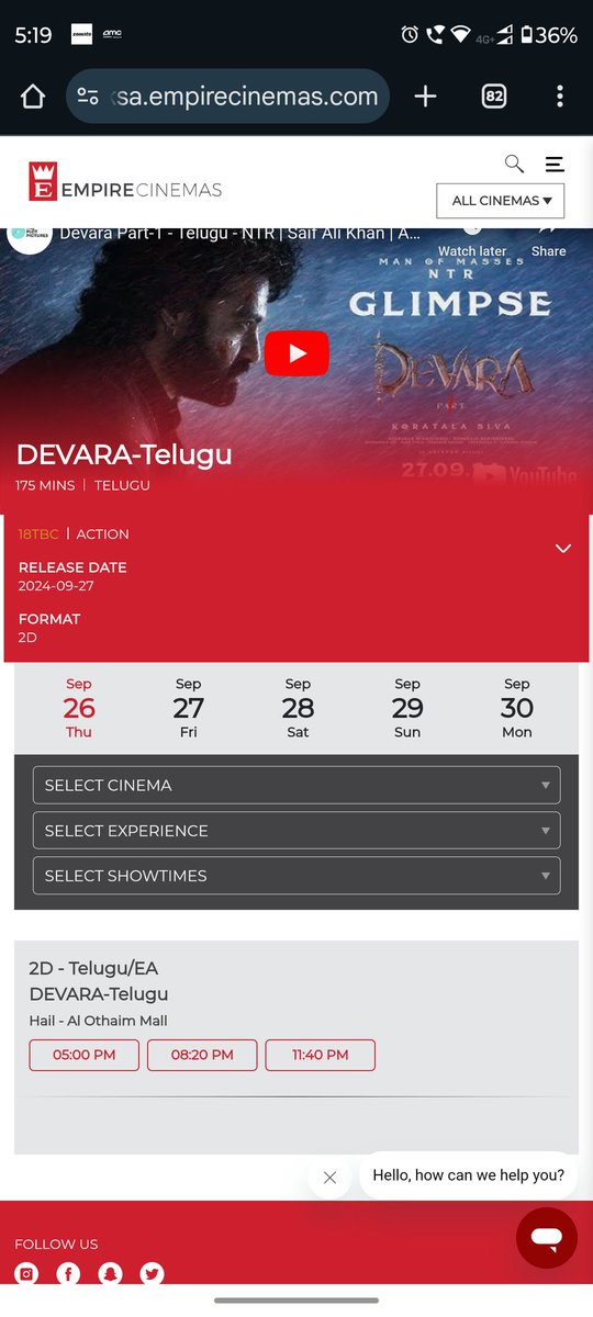 TeluguFilmsGulf's tweet photo. Is it the world's first show?
26th 5PM at Hail, Saudi Arabia ( 7:30 PM IST) #Devara https://t.co/nJVOEnlo90