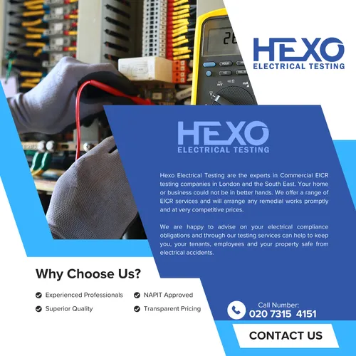 HexoElectrical's tweet image. Hexo Electrical Testing specializes in Commercial EICR testing in London &amp;amp; the South East. We offer a range of EICR services, prompt remedial works, and competitive prices. We ensure compliance, keeping you, tenants, and employees safe from electrical accidents.