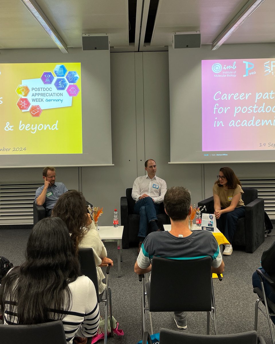 Wrapped up this year's #PostdocAppreciationWeek with a career panel with speakers Sara Vieira-Silva, Richard Page &amp; Björn Kruspig. Open discussion about career development within the academic track &amp; other career paths🚀 Thanks to @proteintech &amp; @pintofsciencede for your support.