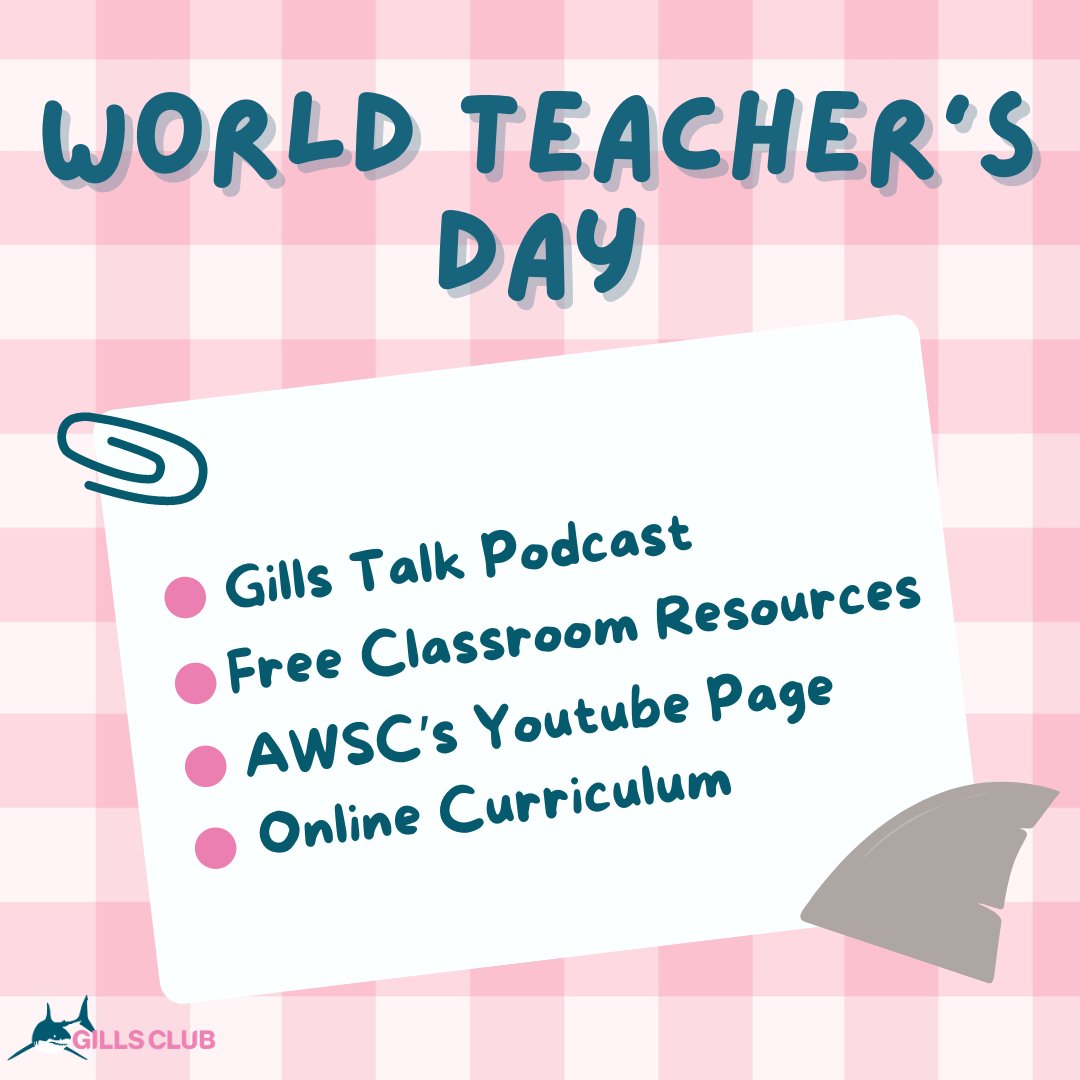 Gills Club (@gillsclub) on Twitter photo Happy World Teacher’s Day! Have you wanted to bring shark education into your classroom or homeschool group but don’t know where to start? There are free resources available for you to do so. Check them out!
atlanticwhiteshark.org/education-reso…
youtube.com/@AtlanticWhite…
podcasters.spotify.com/pod/show/gills… Happy World Teacher’s Day! Have you wanted to bring shark education into your classroom or homeschool group but don’t know where to start? There are free resources available for you to do so. Check them out!
atlanticwhiteshark.org/education-reso…
youtube.com/@AtlanticWhite…
podcasters.spotify.com/pod/show/gills…