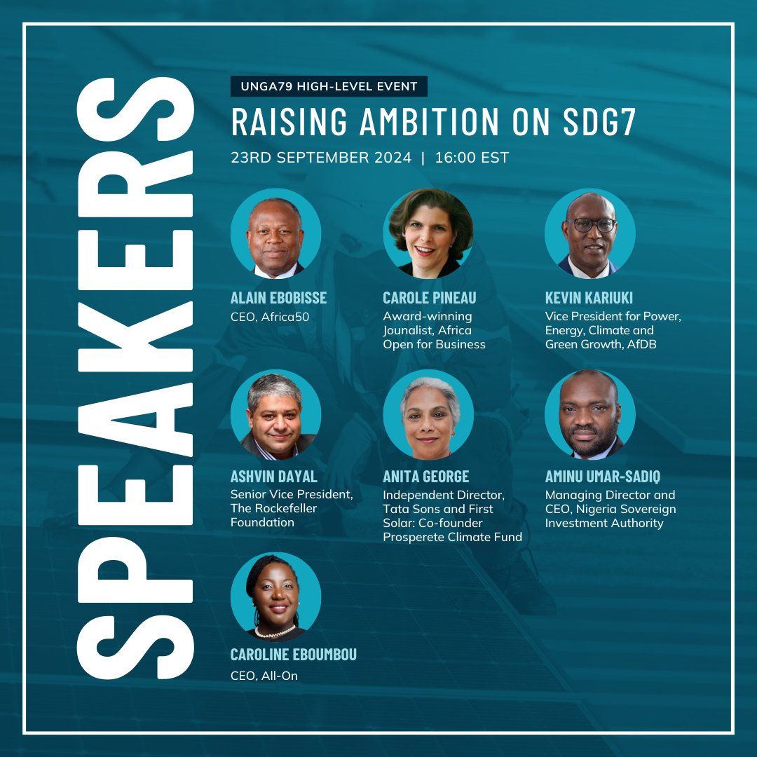 Africa50Infra's tweet photo. Today, we will co-host a panel, "Unlocking Financing for Distributed Renewable Energy (DRE)" in collaboration with @SEforALLorg, on the sidelines of UNGA.
#UNGA #renewableenergy #sustainableenergy #distributedrenewableenergy #PPPs #privatecapital #alternativefinance https://t.co/DYJdhYN7J2