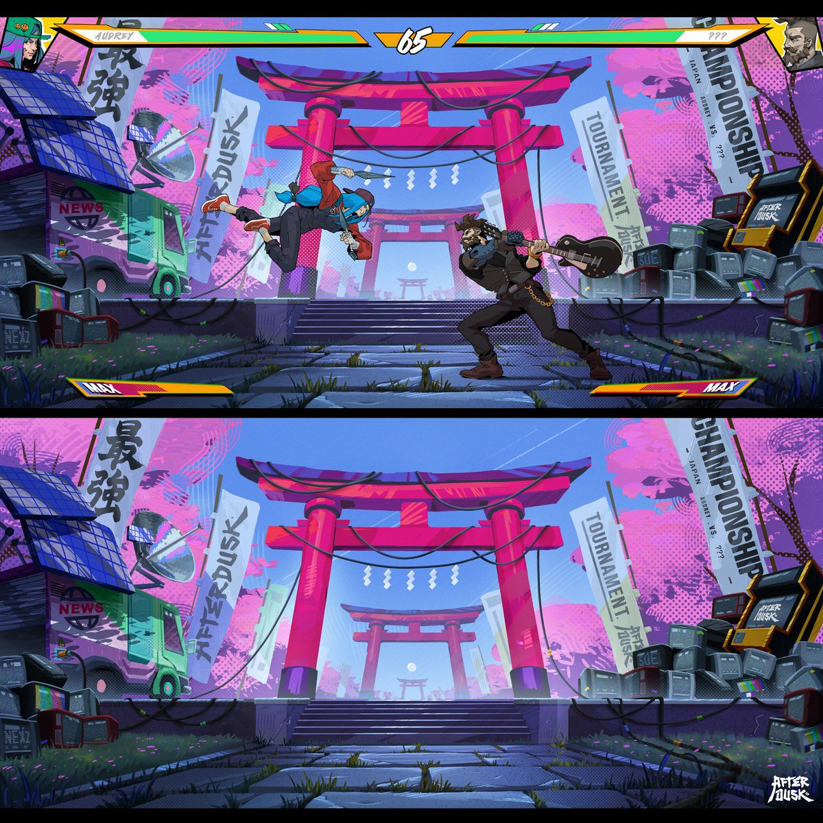 Afterdusk Stage Mockup  
Afterdusk Stage Mockup - BG and prop design I did for <a href="/Nexzerker/">Nexz | Nicolas</a>'s  personal project "Afterdusk" as a collab.