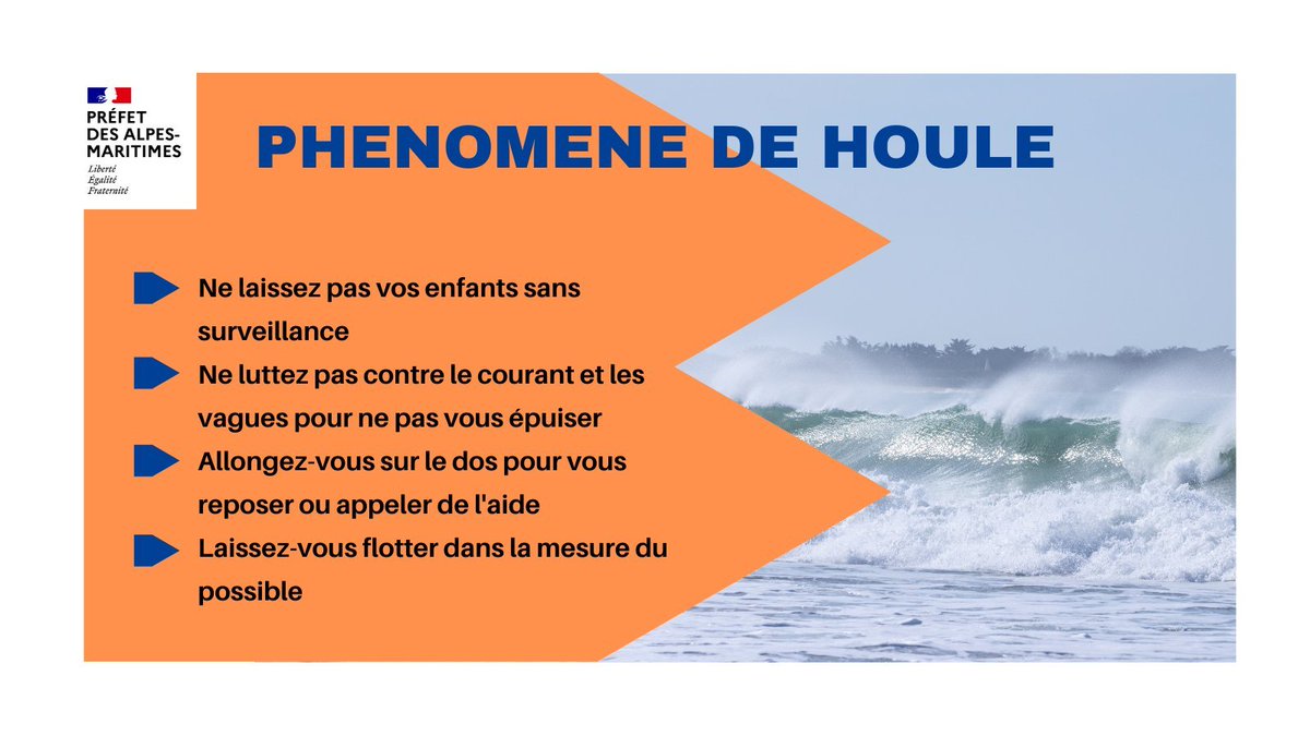 🌊⚠️Vagues dangereuses 
<a href="/MeteoFrance_SE/">Météo-France Sud-Est</a>  informe 👇
Phénomène de forte houle et de vagues dangereuses.

ℹ️ L'épisode est attendu ce mardi 24 septembre 2024 de 12h à 20h.

📌Une houle qui concernera principalement le secteur de Nice à Menton avec des vagues qui pourront atteindre