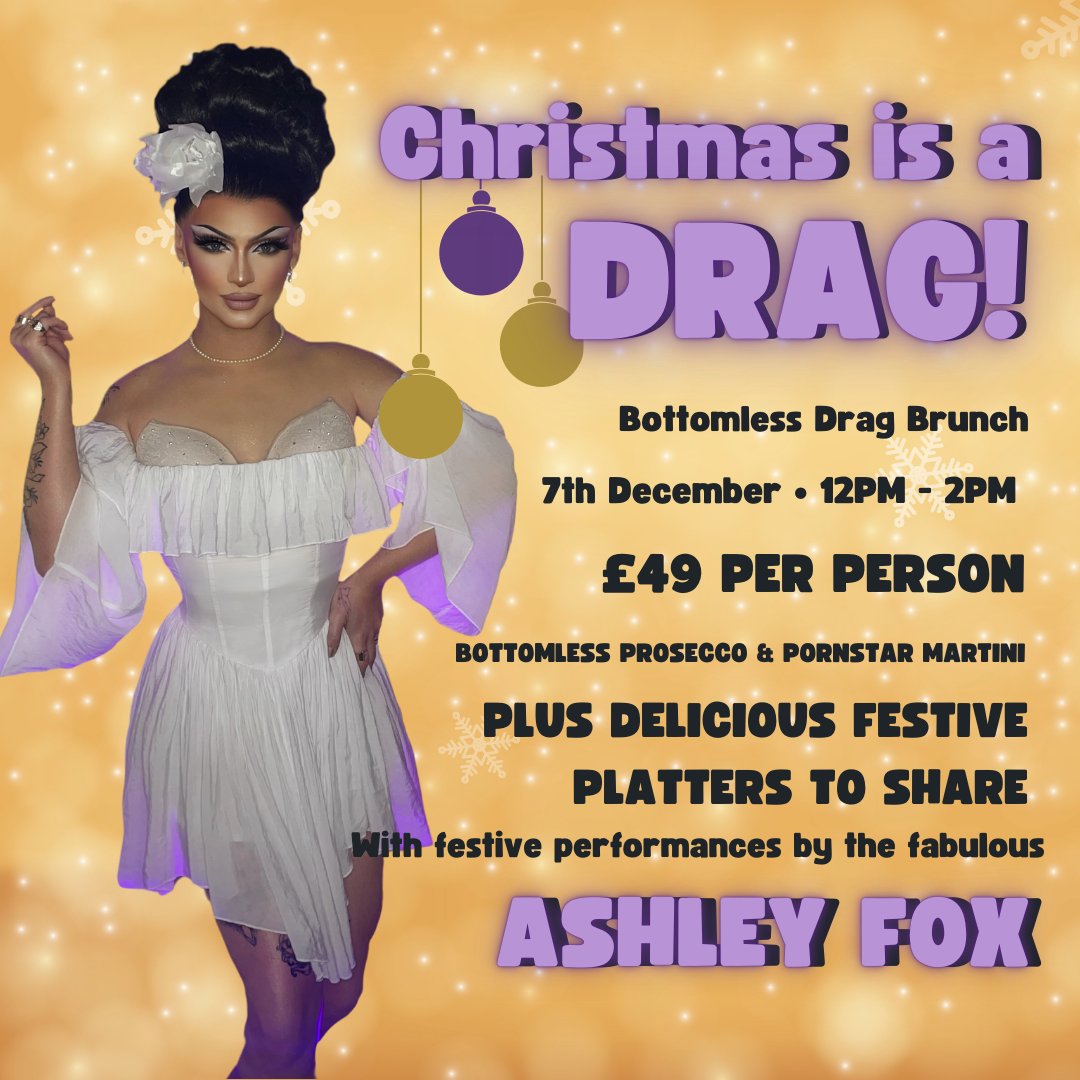 Ashley is coming back in December to host another Bottomless Drag Brunch! Tickets are going fast so book today to not miss out!! 🎄 shorturl.at/CDNnd #dragbrunch #bottomless #suffolksbestkeptsecret #christmasparty