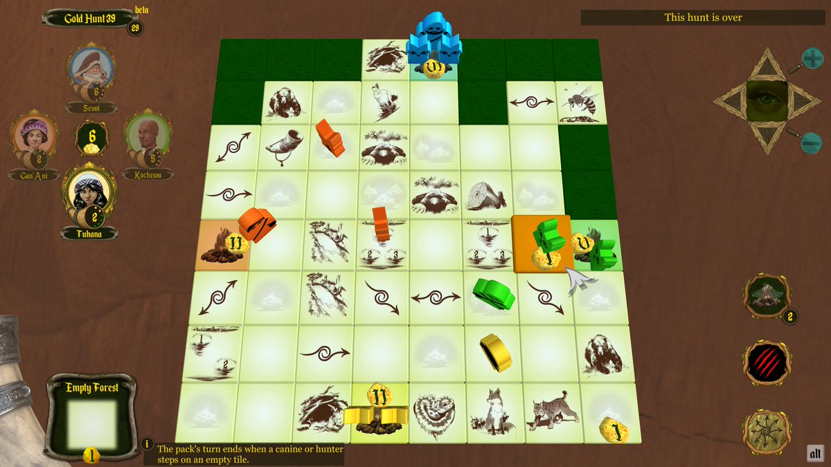 DemaalStudios's tweet image. Nail-biter race!

Kochewa (green pack) lost by ONE round. If its dog on the highlighted tile got one more round to carry that last nugget to camp, it would have been a tie with the winner, Sevvi (blue pack). So close!

#ScreenshotSaturday #BoardGame #IndieGame #tabletopgaming